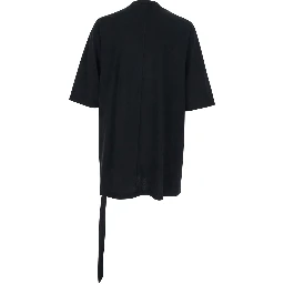 Black Cotton Crew Neck T-shirt with Raised Collar
