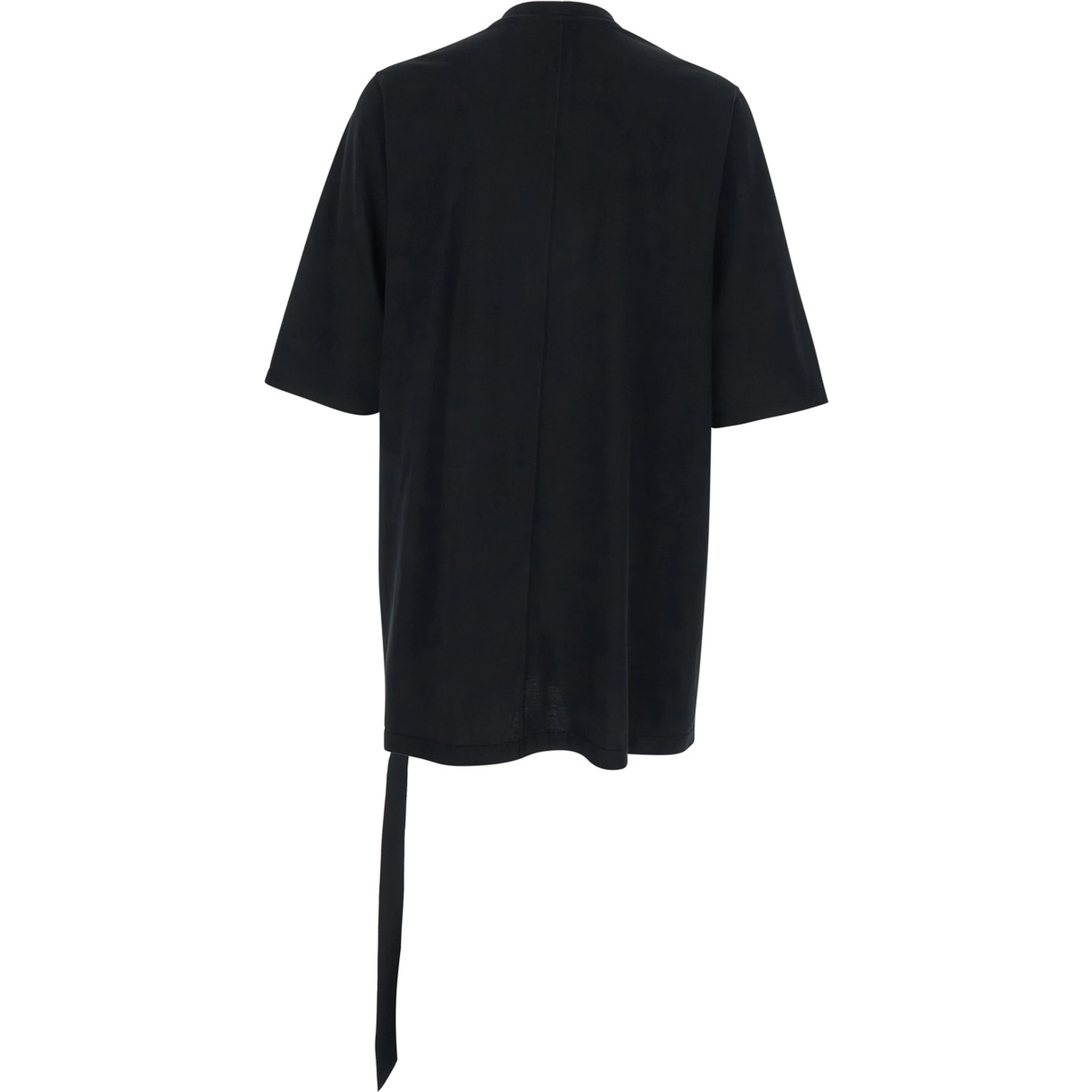 Black Cotton Crew Neck T-shirt with Raised Collar