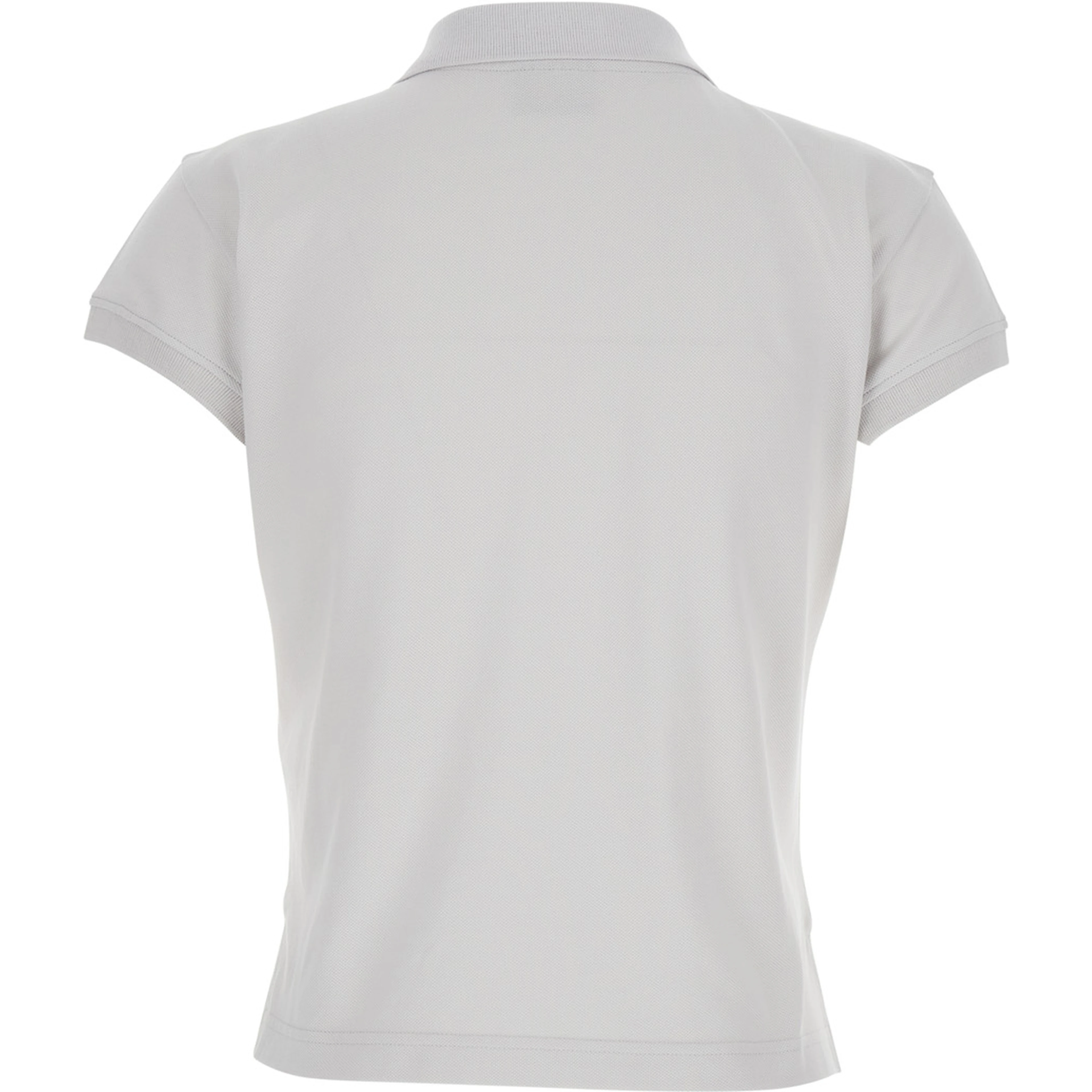 White Cotton Polo with Tone-on-Tone Logo for Women