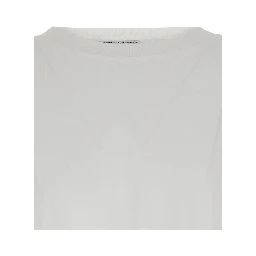 White Crew Neck T-Shirt with Embroidery on the Front in Cotton for Men