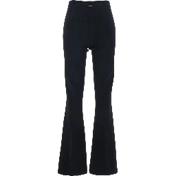 Black Ribbed Design Pants for Women