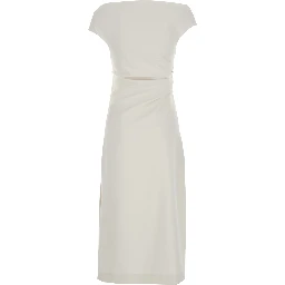 Long Dress with Square Neckline and Draped Details