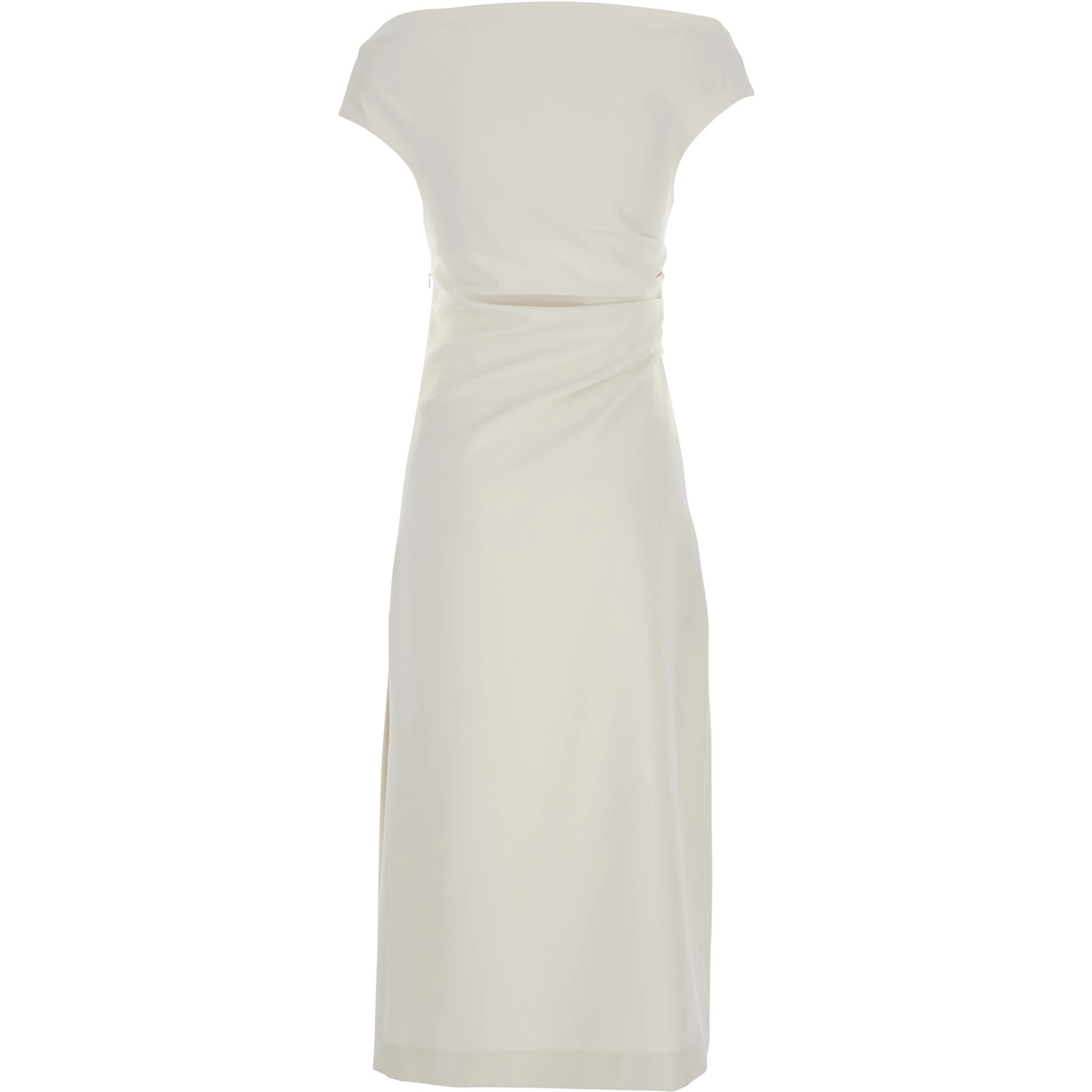 Long Dress with Square Neckline and Draped Details