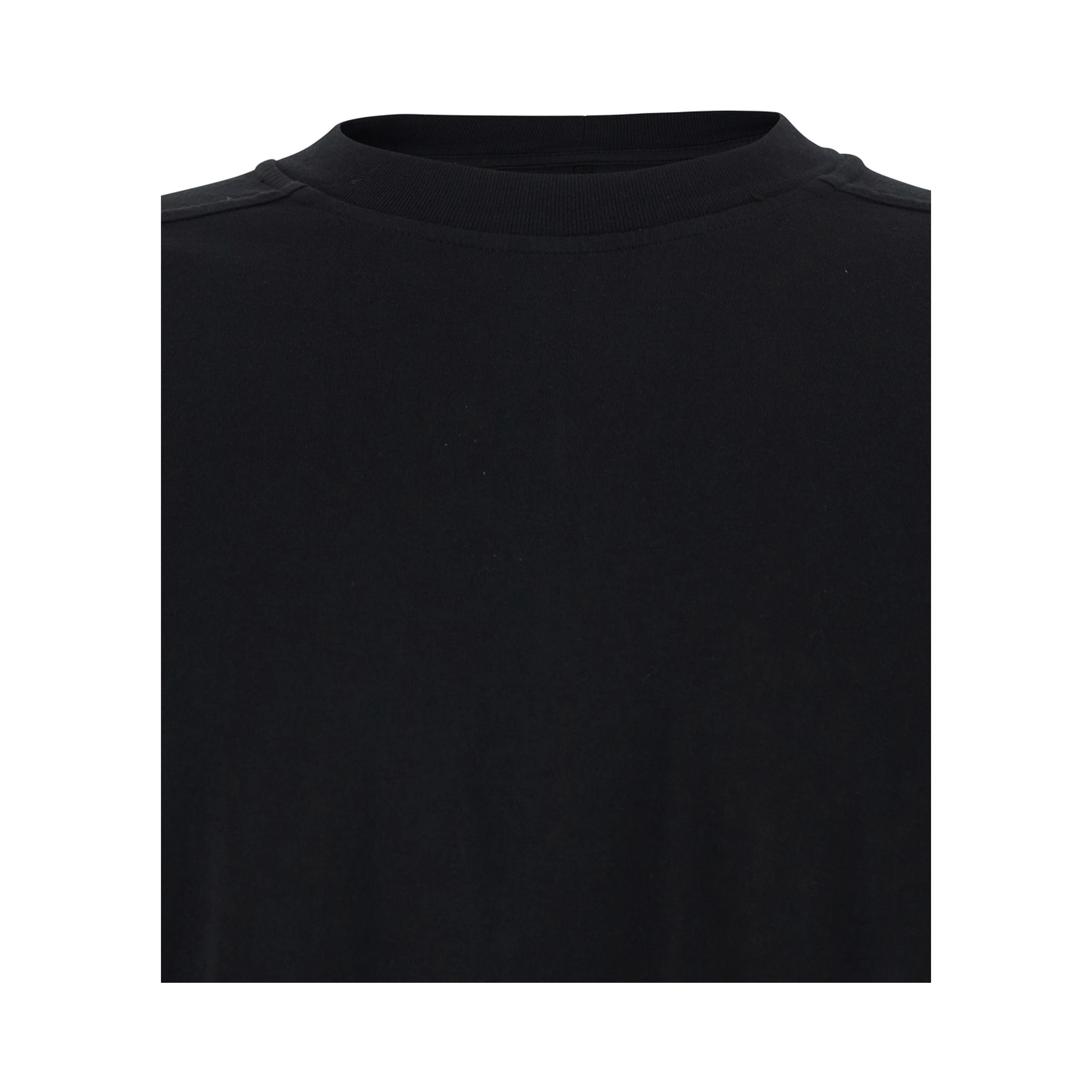 Black Cotton Crew Neck T-shirt with Raised Collar