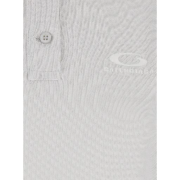 White Cotton Polo with Tone-on-Tone Logo for Women