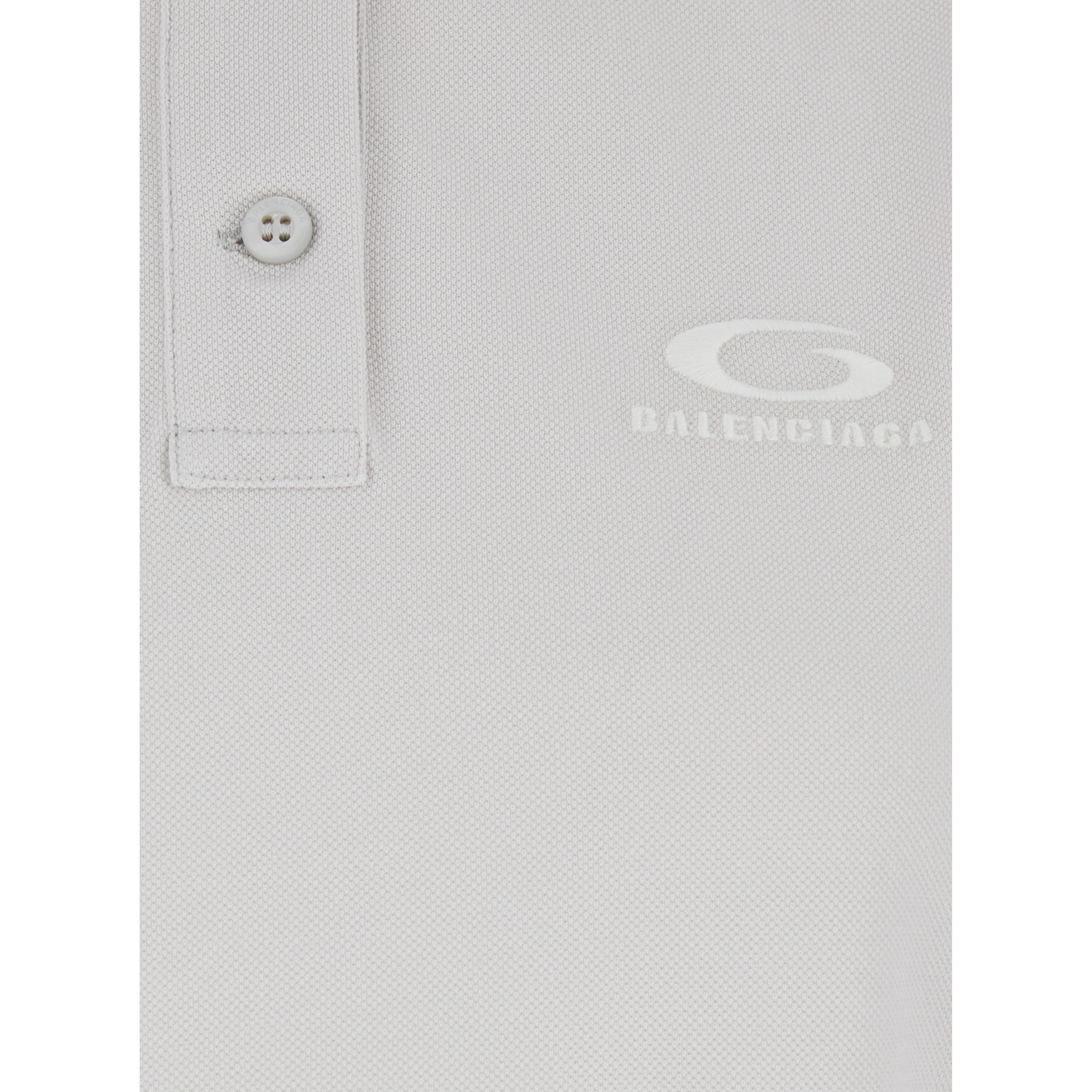 White Cotton Polo with Tone-on-Tone Logo for Women
