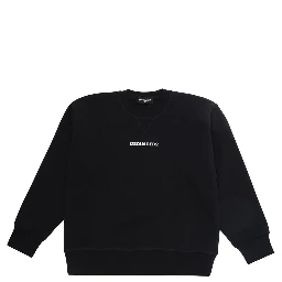 Black Crew Neck Sweatshirt with Logo Lettering on the Front in Cotton Boy