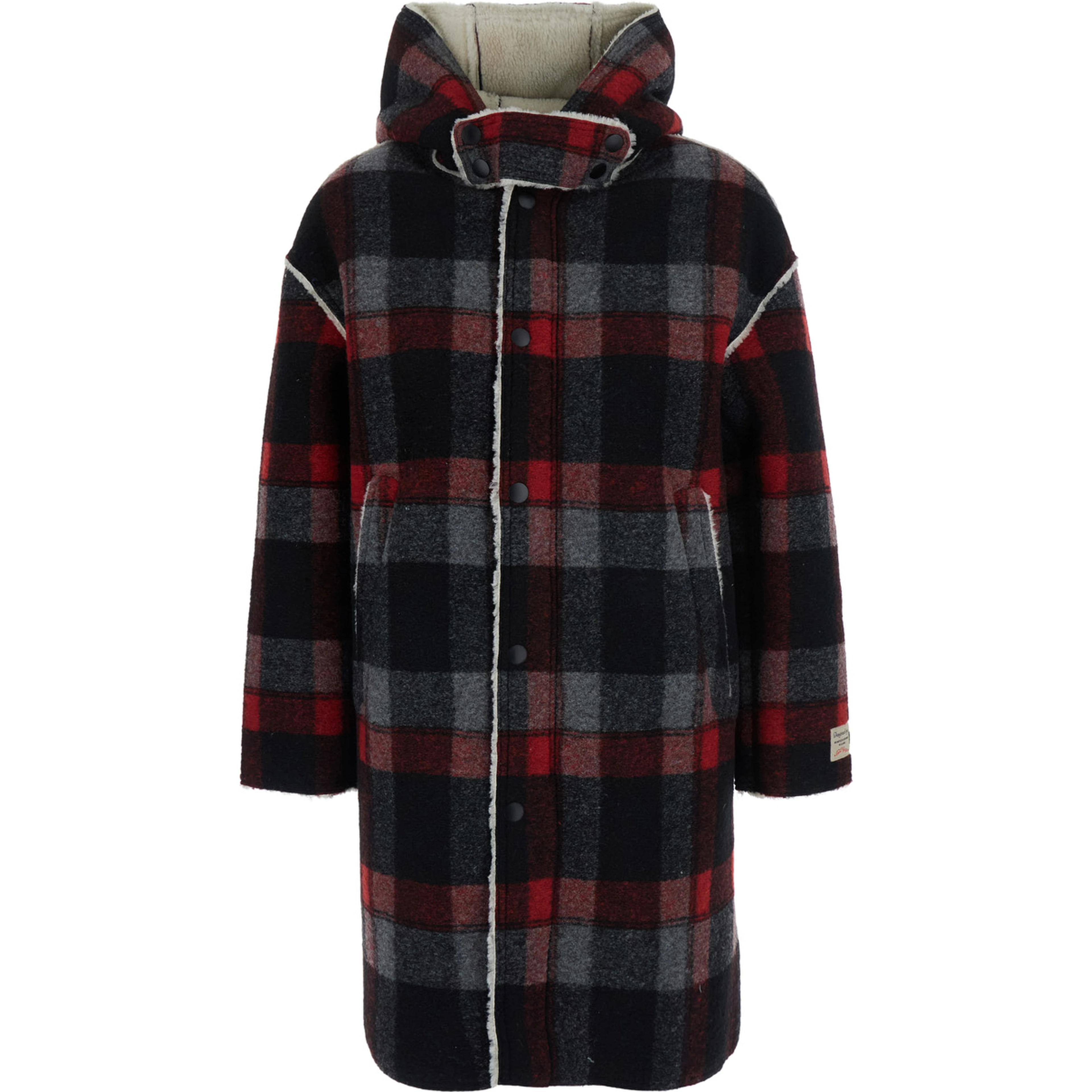 Coat N210D9N0532N21J151M0N900 with collar and long sleeves in black tech fabric for Girl