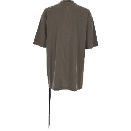 Grey crew neck T-shirt with raised collar in cotton man