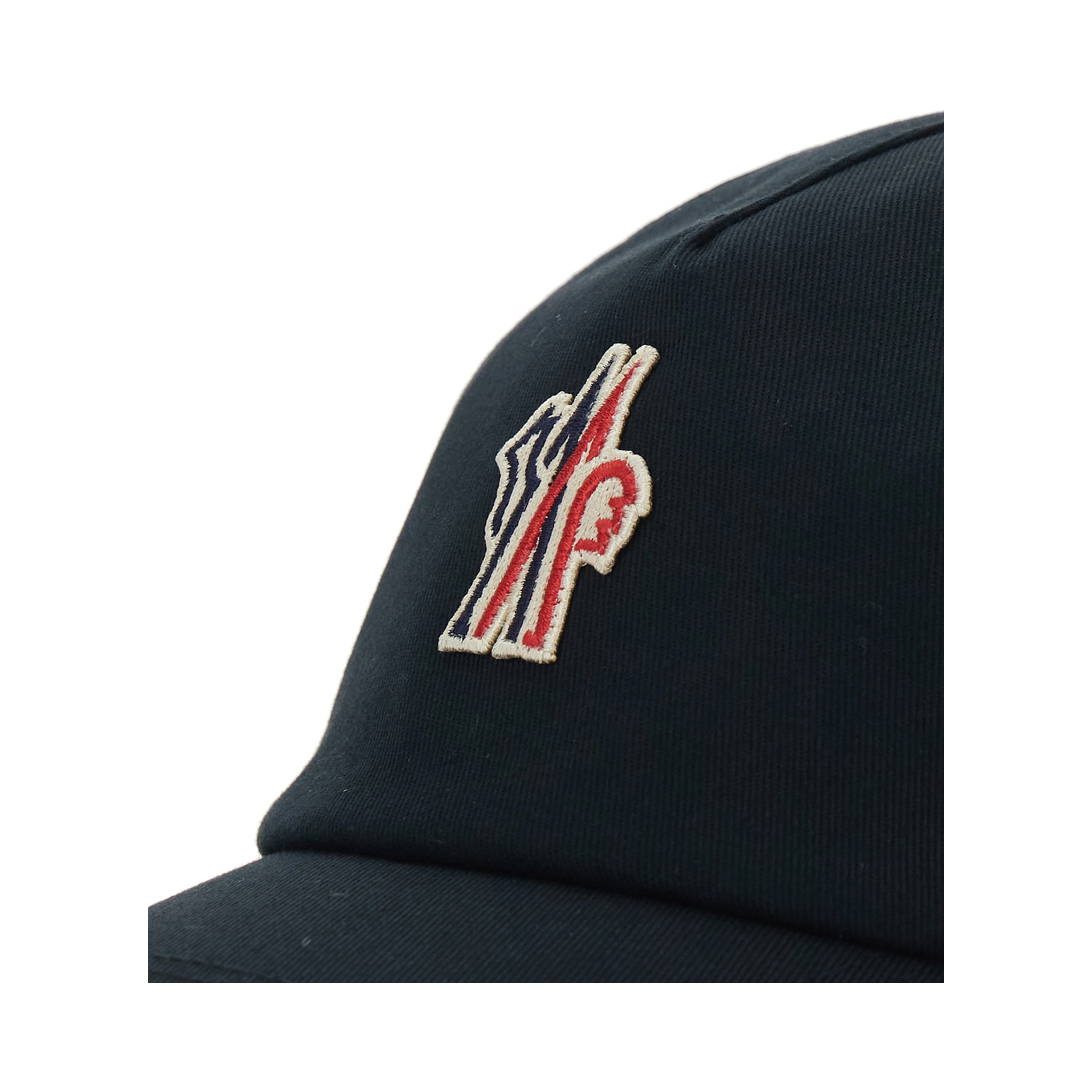 Moncler Baseball Cap with Logo Embroidery on Front in Black Cotton for Men