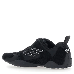 Monday Ultra Black Low Top Sneakers with Logo Detail on the Side and Corduroy Panels in Tech Fabric Man