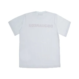 White Crew neck T-shirt with Logo lettering on the front in Cotton Boy