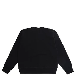 Black Crew Neck Sweatshirt with Logo Lettering on the Front in Cotton Boy