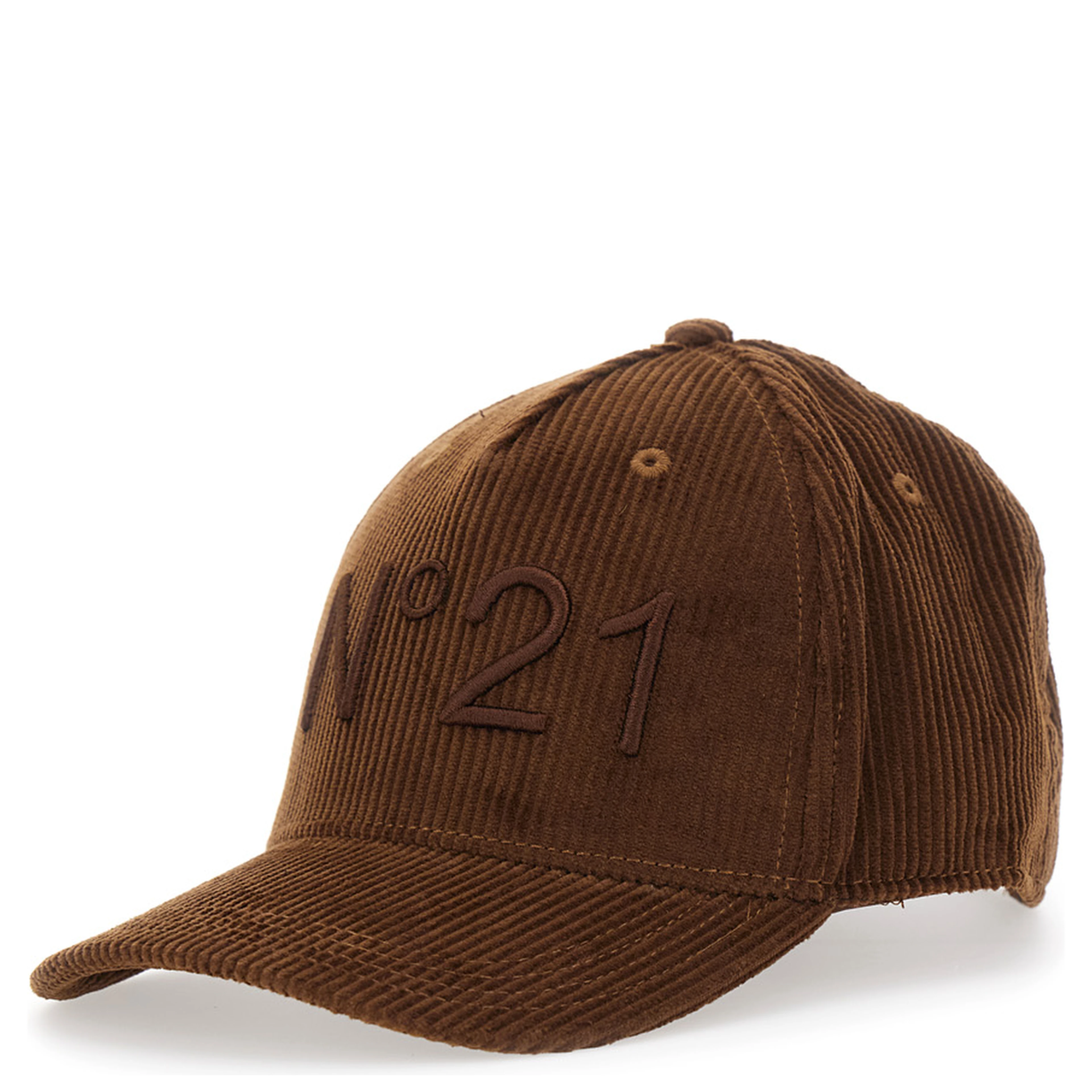 Brown Baseball Cap with Front Logo in Corduroy Boy