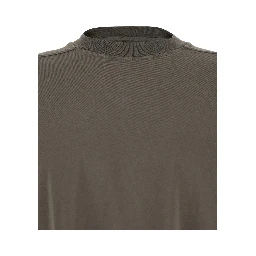 Grey crew neck T-shirt with raised collar in cotton man