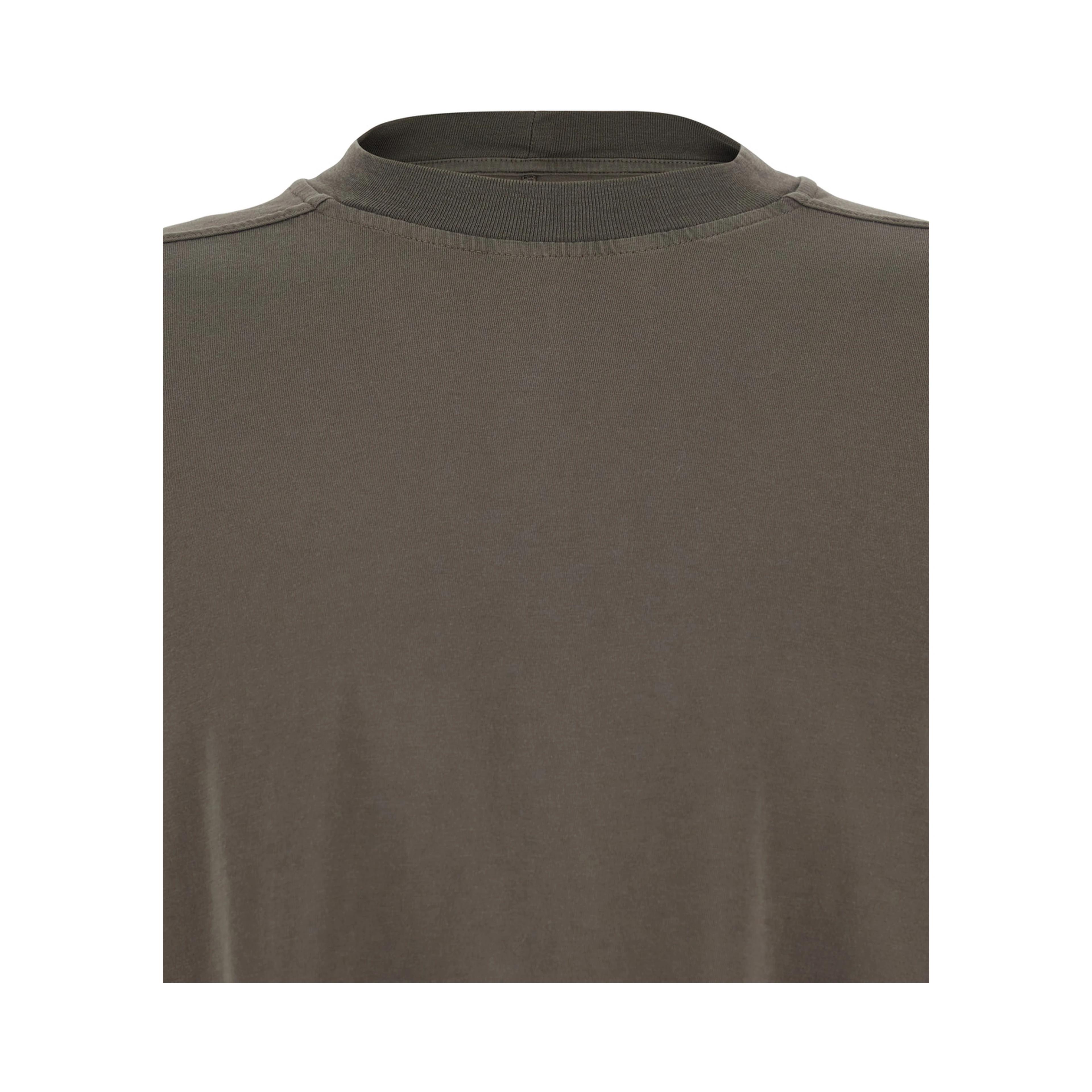 Grey crew neck T-shirt with raised collar in cotton man