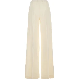 White Fabric Elasticated Waist Pants for Women