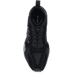 Monday Ultra Black Low Top Sneakers with Logo Detail on the Side and Corduroy Panels in Tech Fabric Man