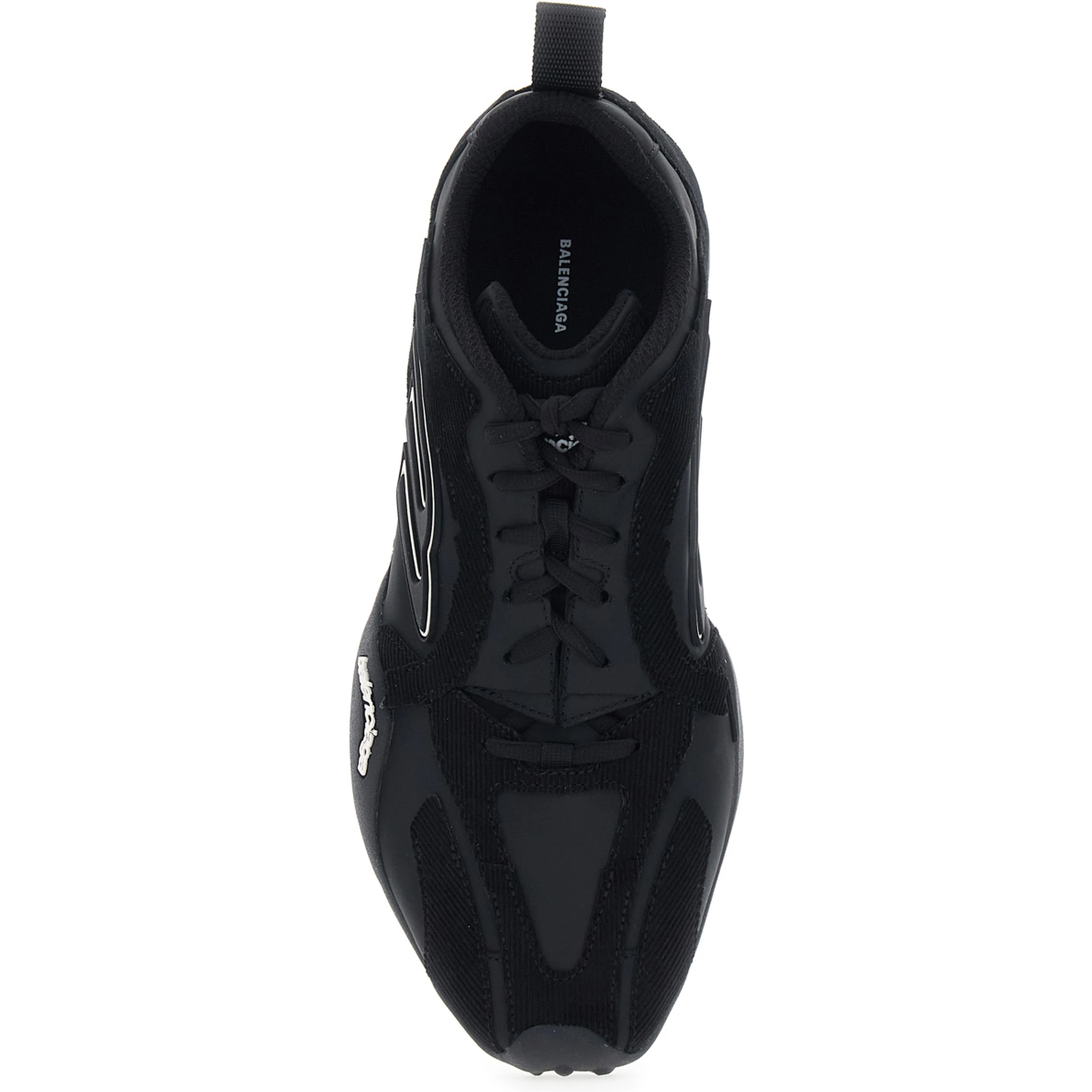 Monday Ultra Black Low Top Sneakers with Logo Detail on the Side and Corduroy Panels in Tech Fabric Man