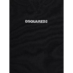Black Crew Neck Sweatshirt with Logo Lettering on the Front in Cotton Boy