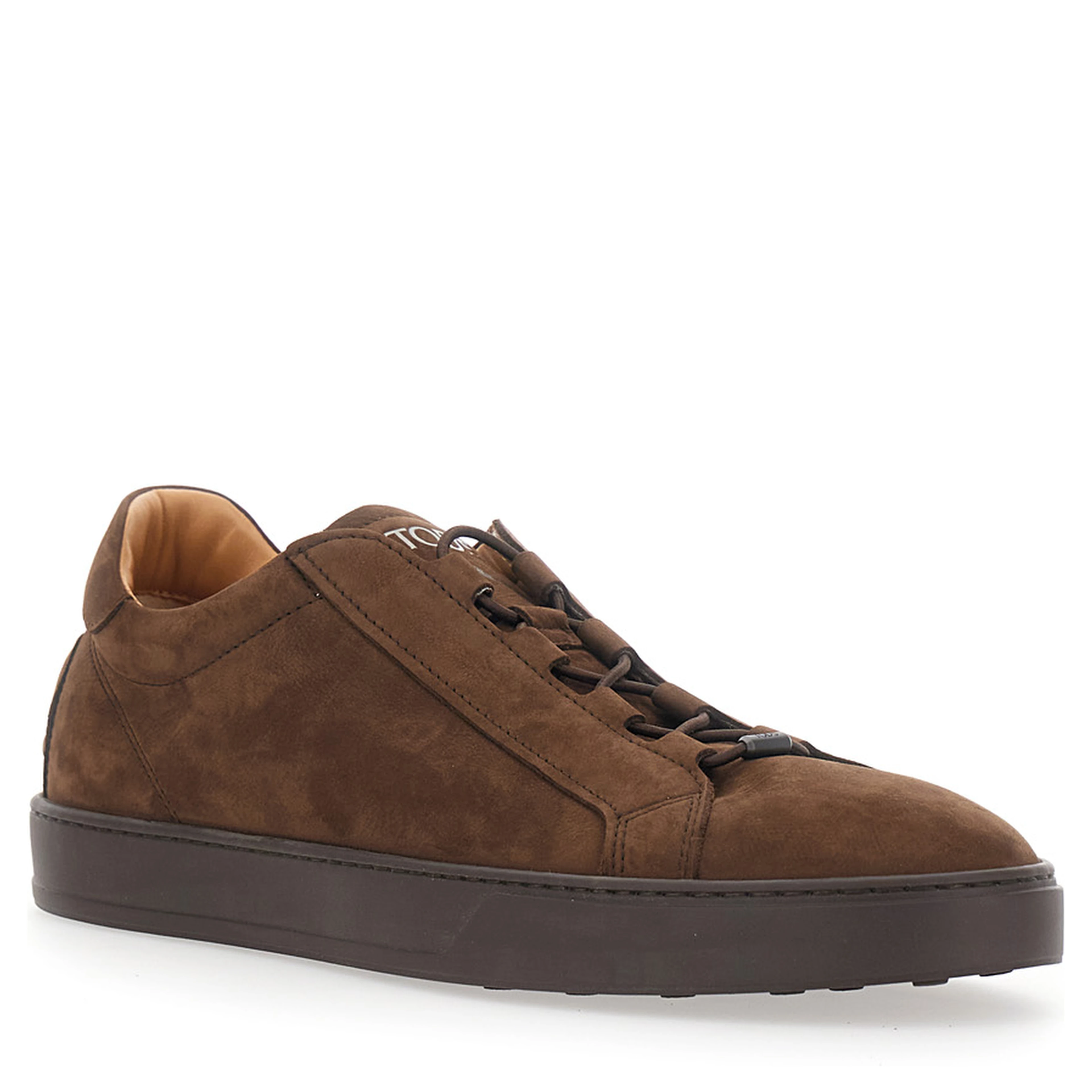Brown Low Top Sneakers with Grooved Sole and Logo Patch on the Tongue in Suede for Men