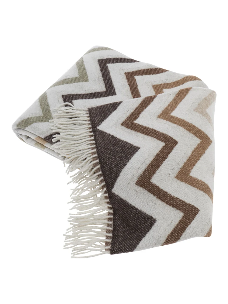 Chevron Plaid 130X190 with zigzag motif in Tech Fabric Multicolor Unisex
