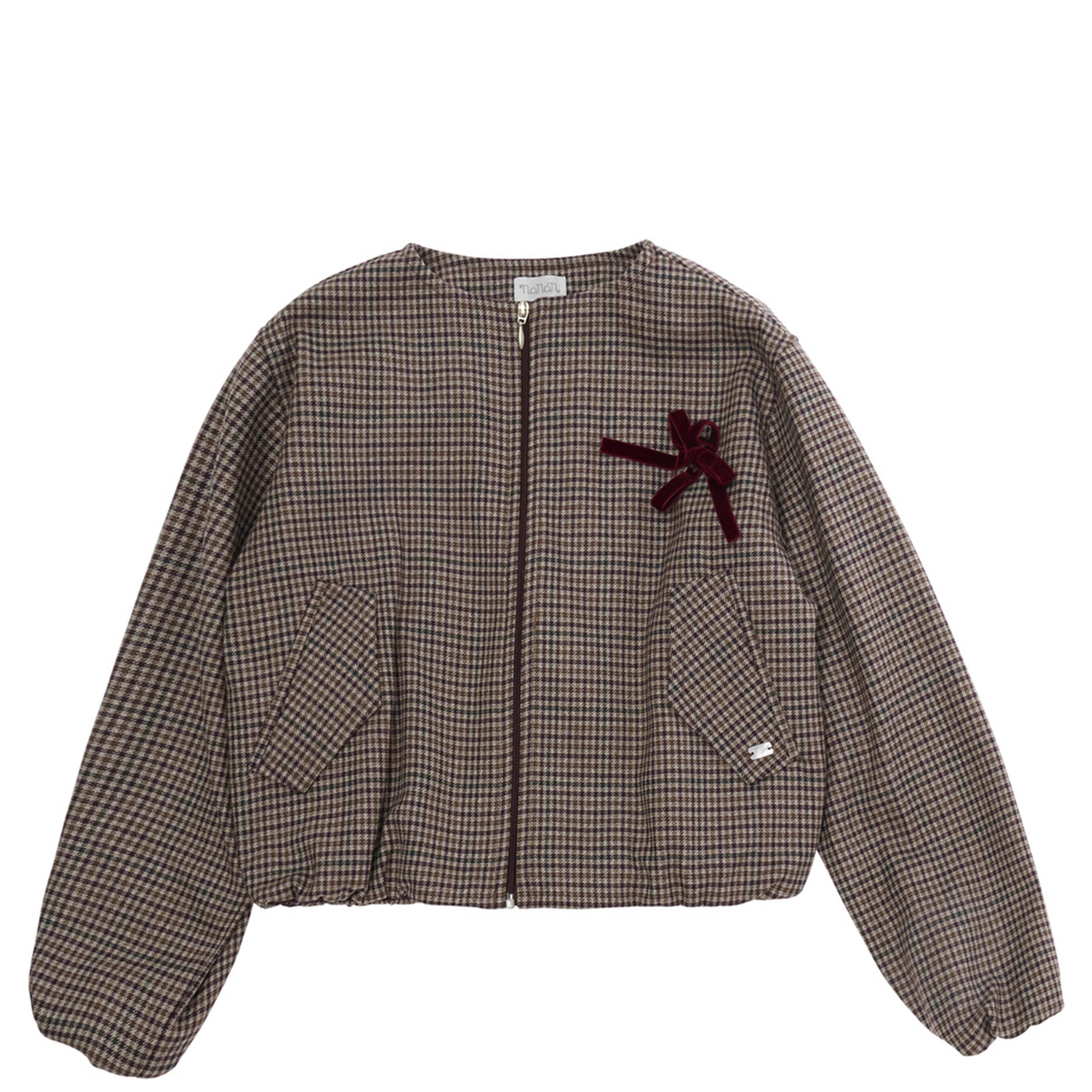 BOMBER with collar and long sleeves in Tech Fabric brown unisex
