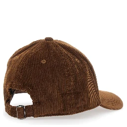 Brown Baseball Cap with Front Logo in Corduroy Boy