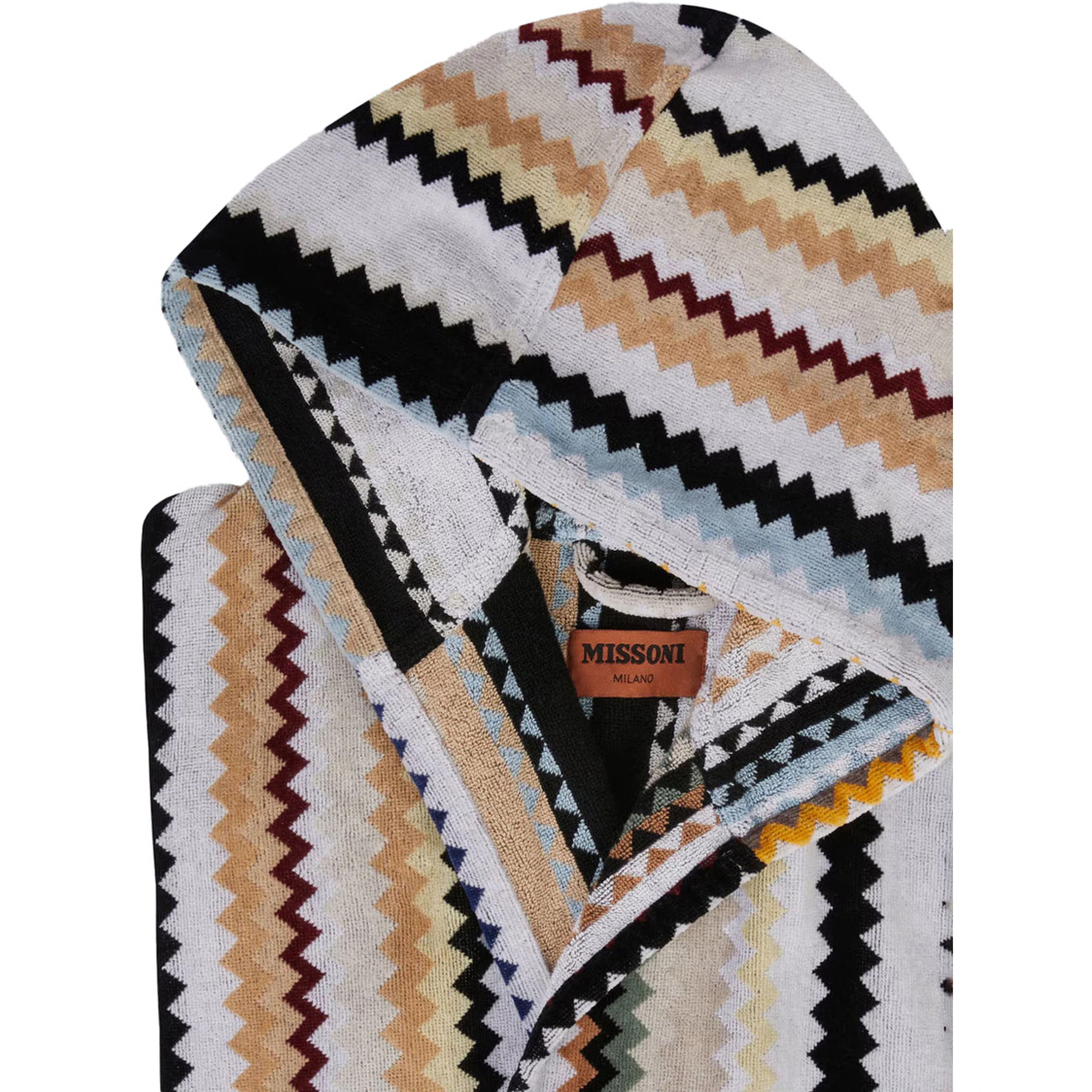 Multicolored Hooded Bathrobe in Tech Fabric Unisex