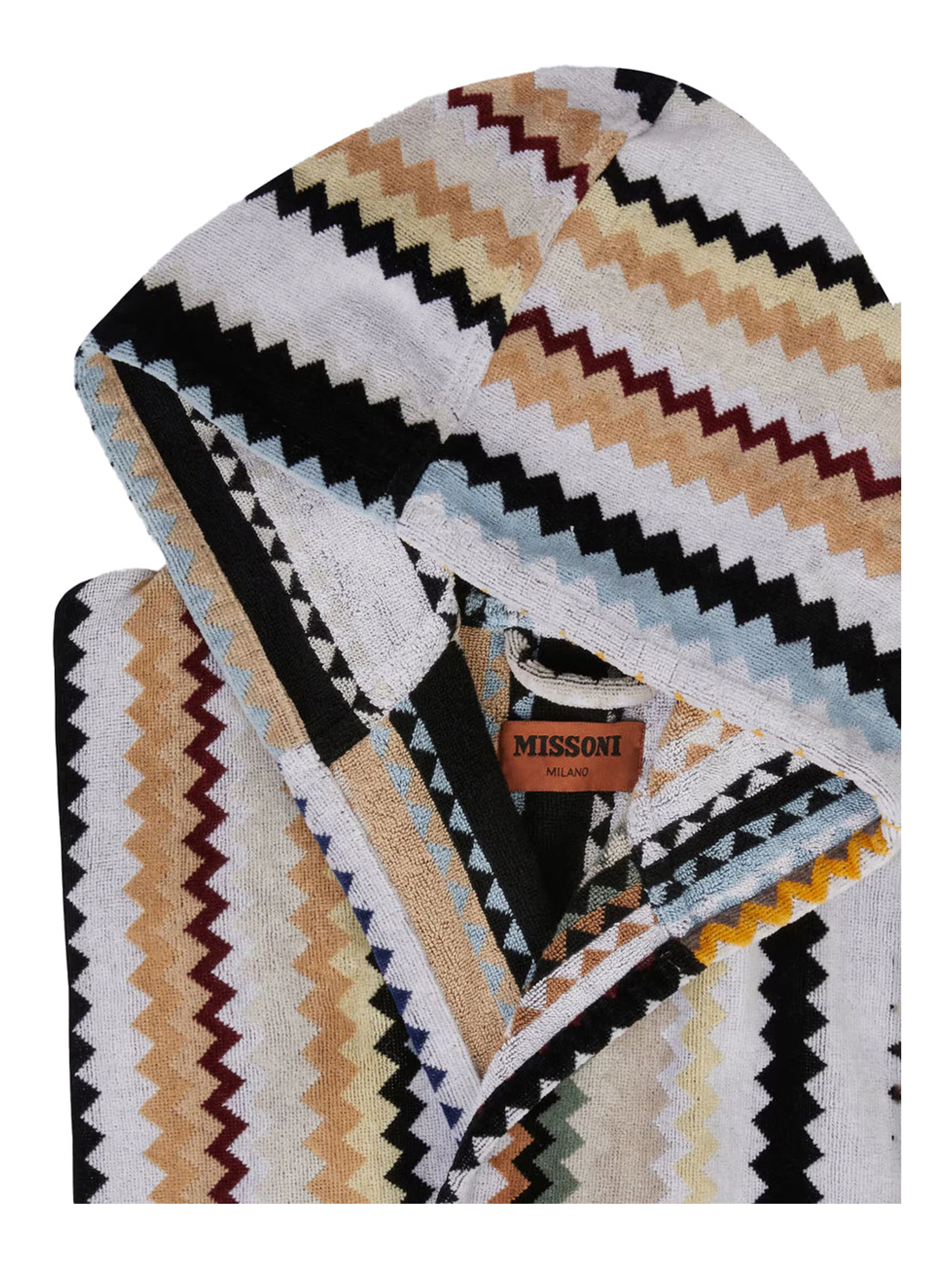 Multicolored Hooded Bathrobe in Tech Fabric Unisex