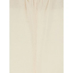 White Fabric Elasticated Waist Pants for Women