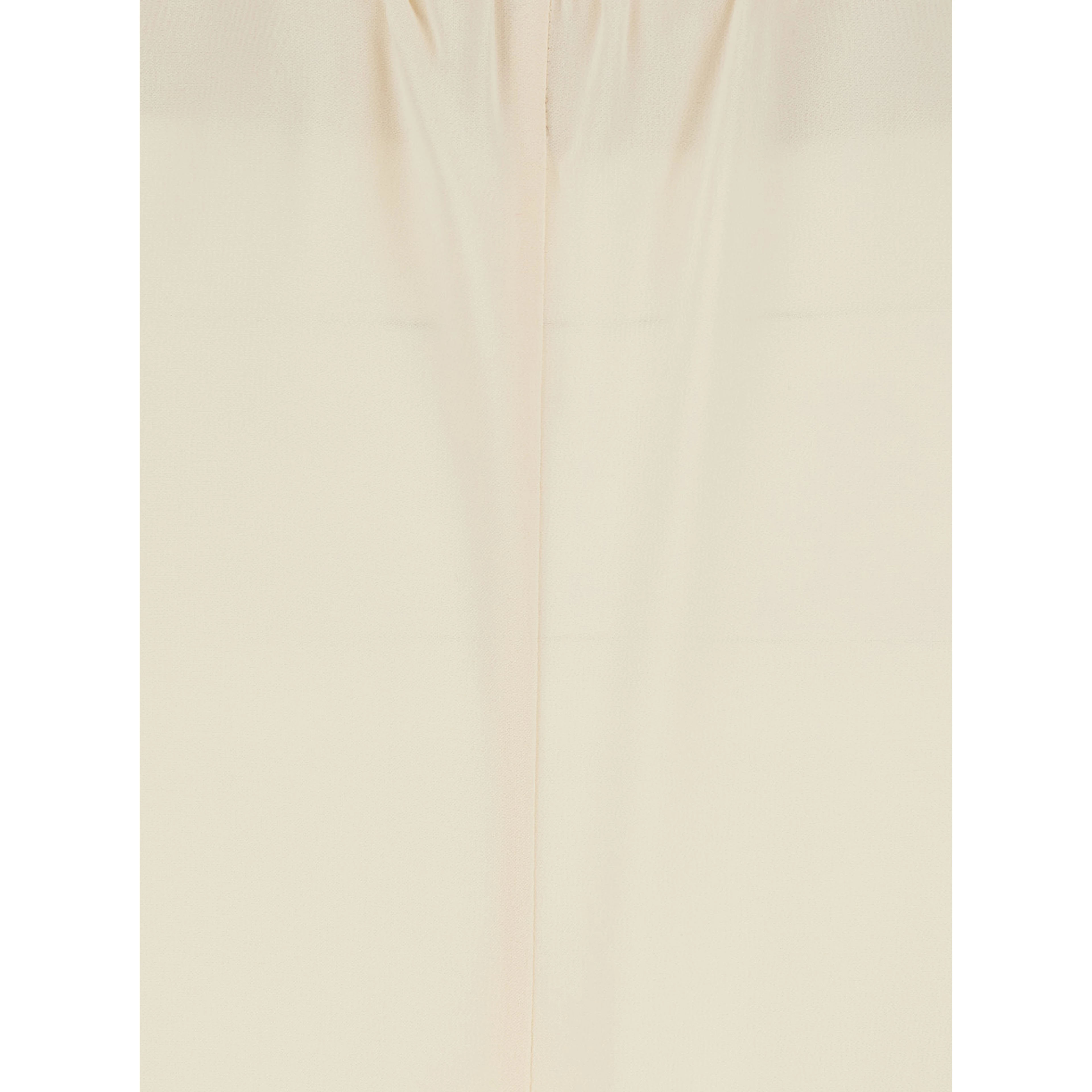 White Fabric Elasticated Waist Pants for Women