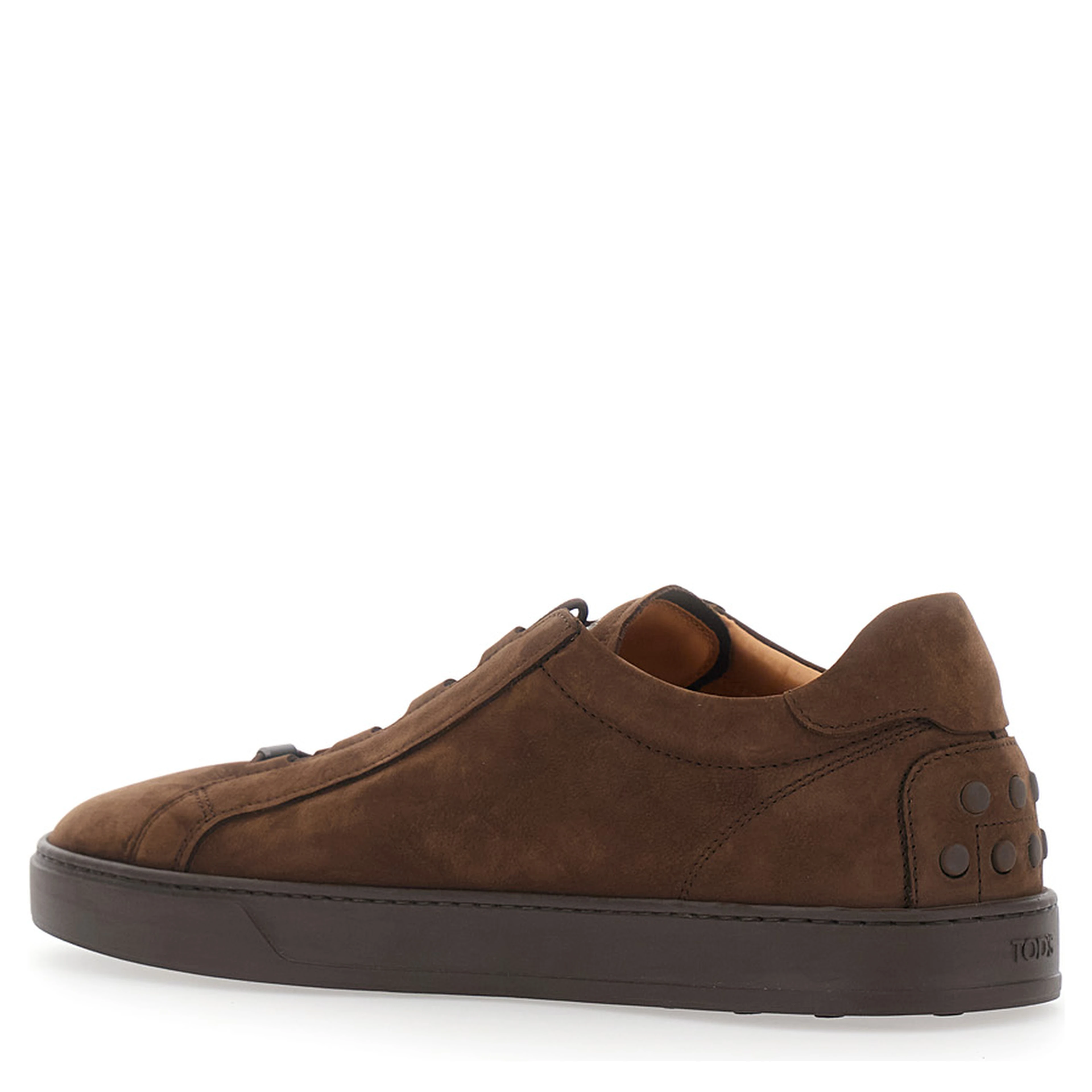 Brown Low Top Sneakers with Grooved Sole and Logo Patch on the Tongue in Suede for Men