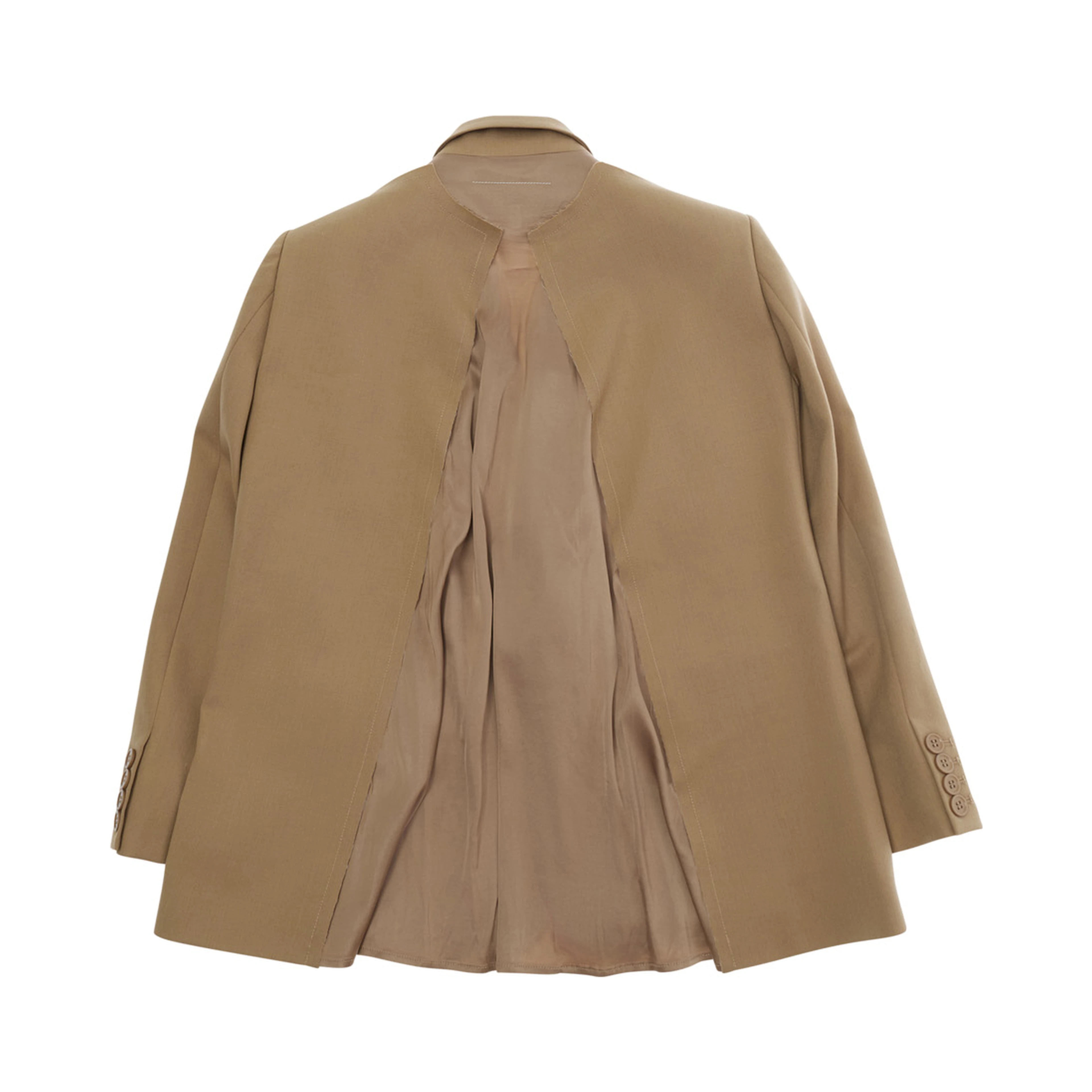 Brown Double-breasted Jacket with Notched Revers and Patch Logo on the Sleeve in Wool Blend Boy