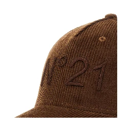 Brown Baseball Cap with Front Logo in Corduroy Boy