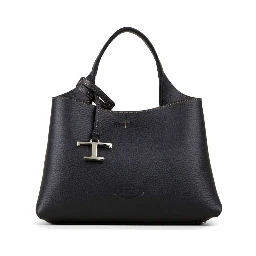Handbag T Timeless with Embossed Logo and Black Leather Pendant for Women