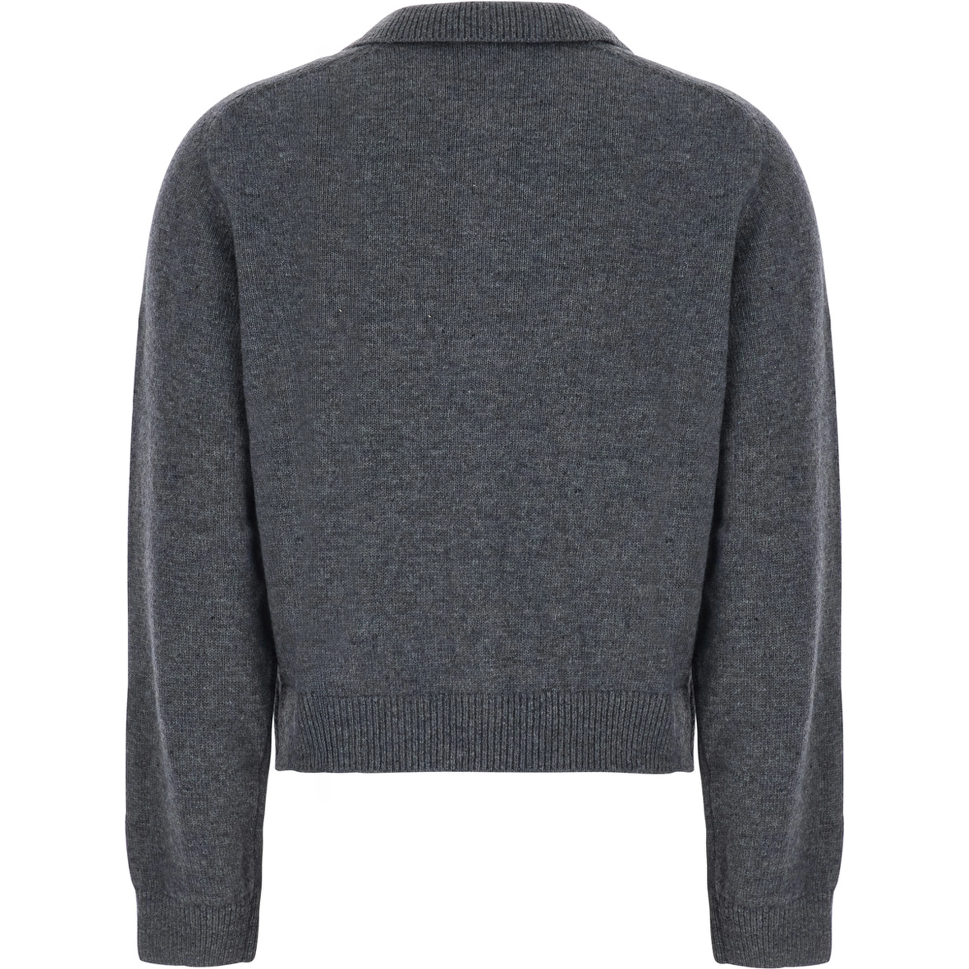 OLLARED KNIT CARDIGAN with V-neck and long sleeves in Nylon, Wool and Cashmere gray women