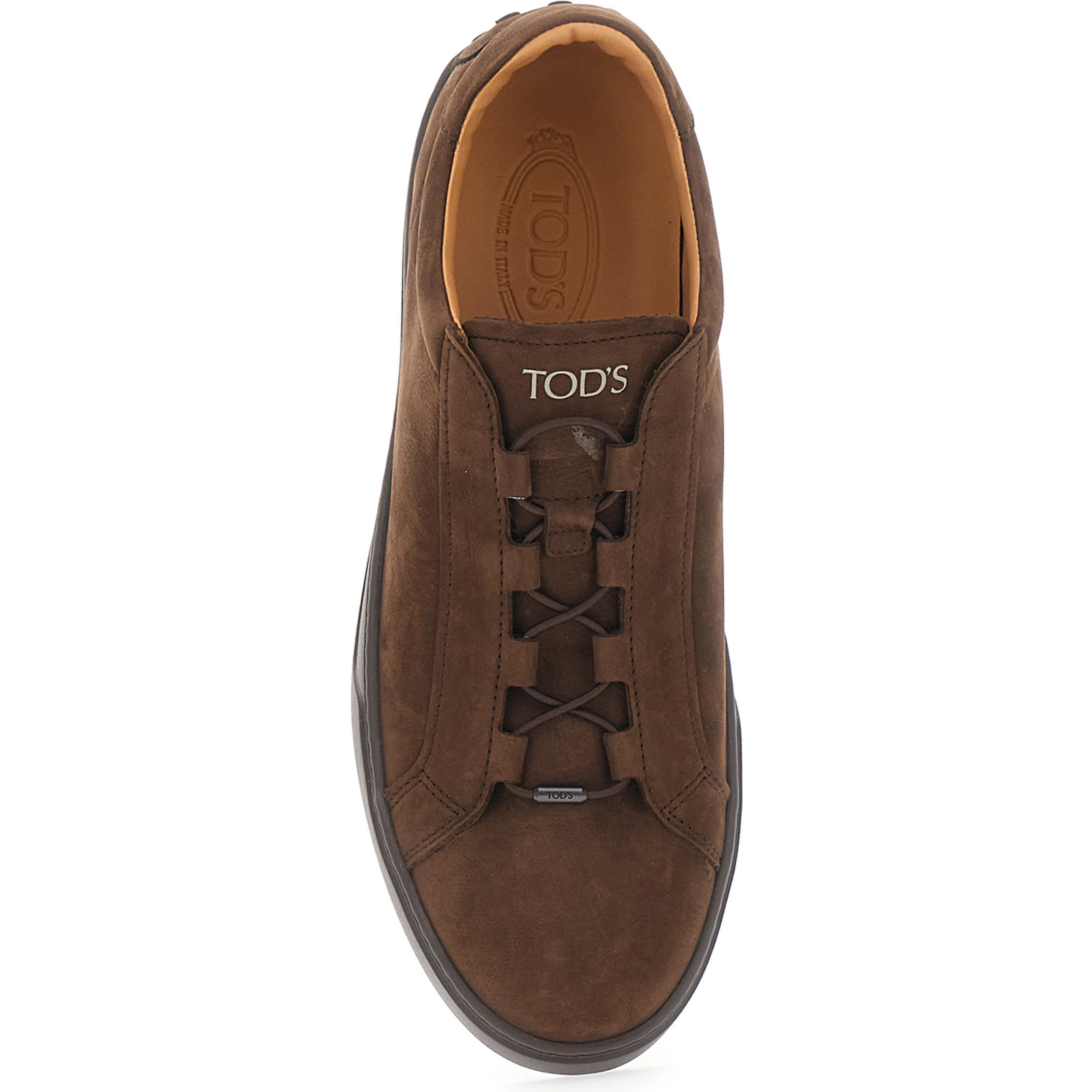 Brown Low Top Sneakers with Grooved Sole and Logo Patch on the Tongue in Suede for Men