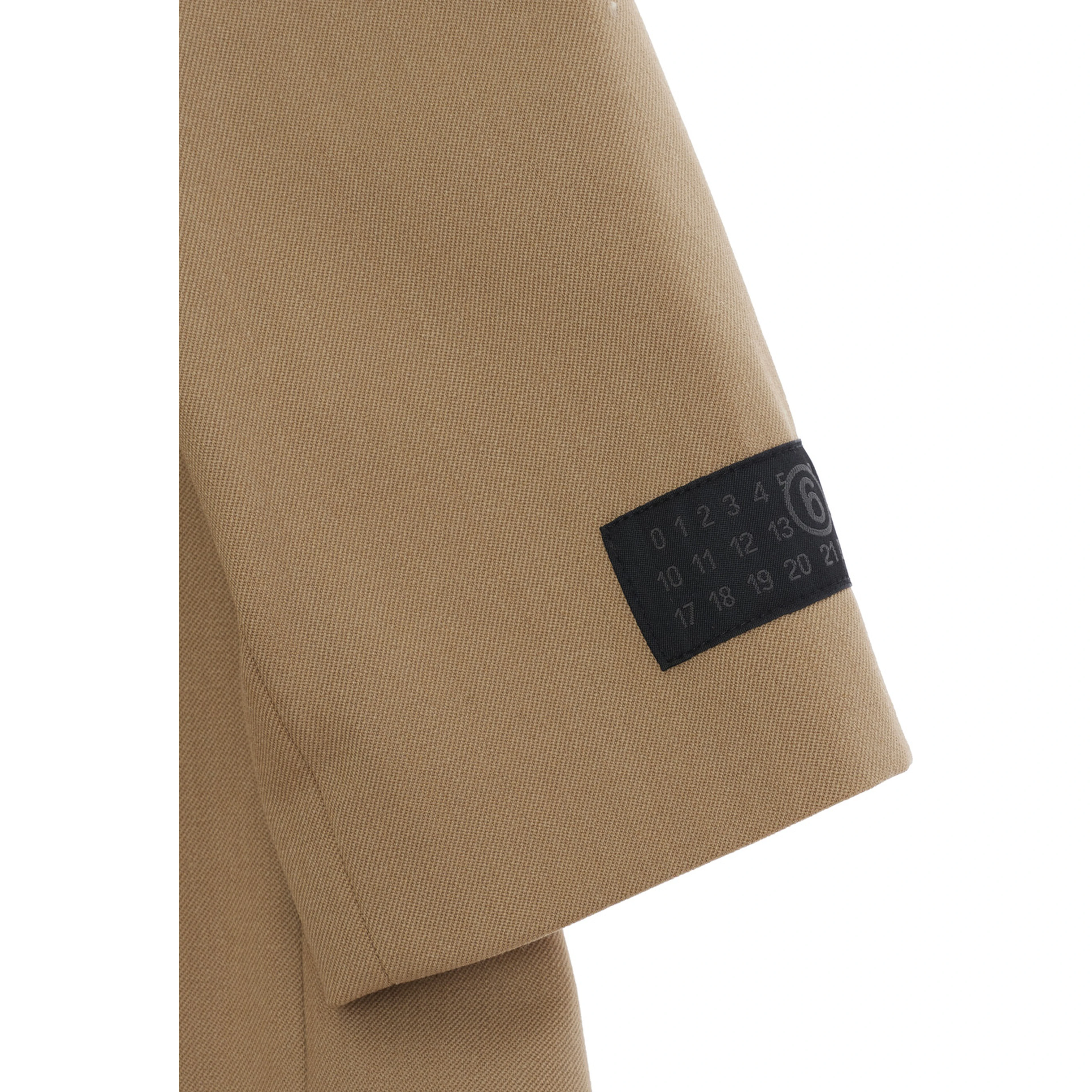 Brown Double-breasted Jacket with Notched Revers and Patch Logo on the Sleeve in Wool Blend Boy