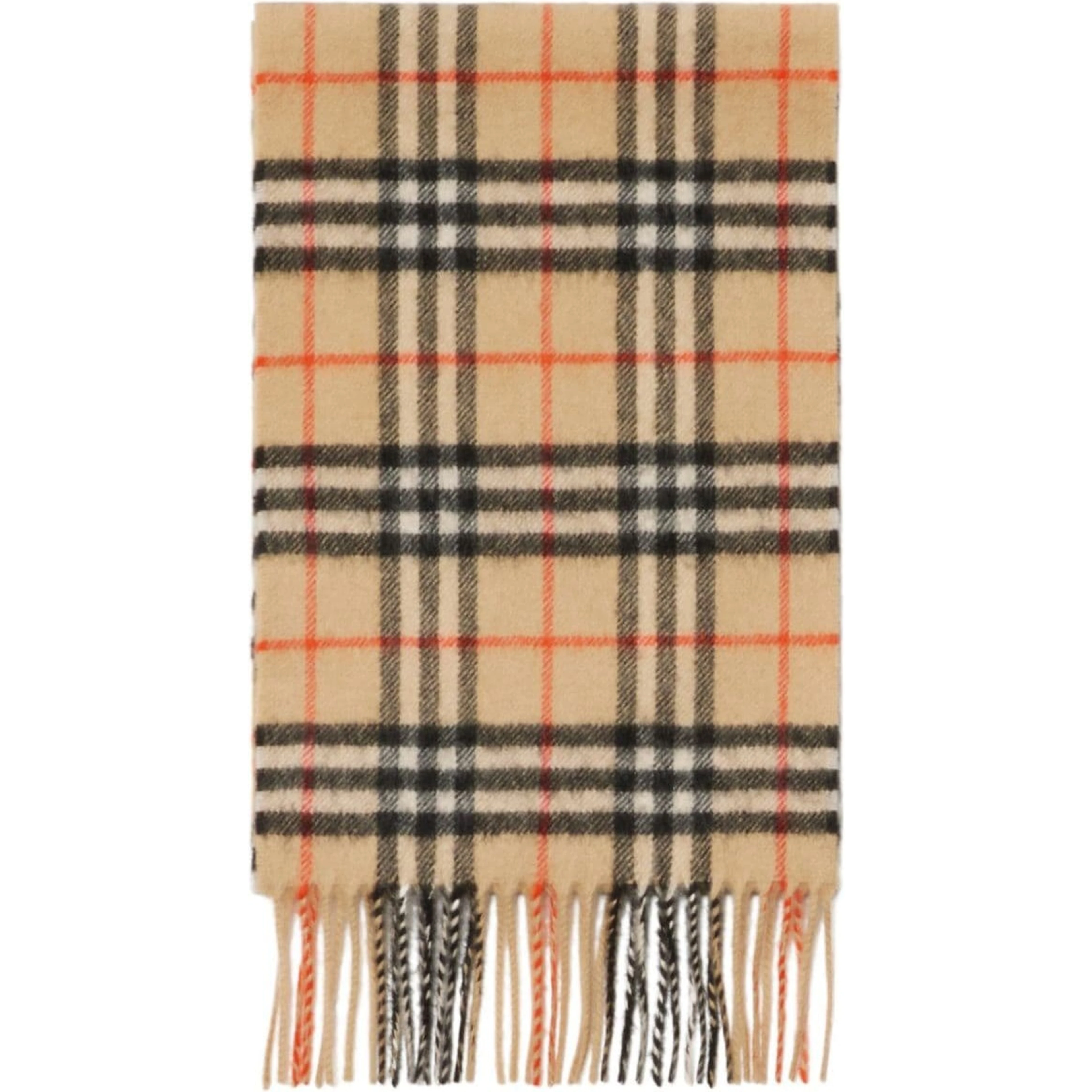 Beige Scarf with Vintage Check Motif in Cashmere Boy