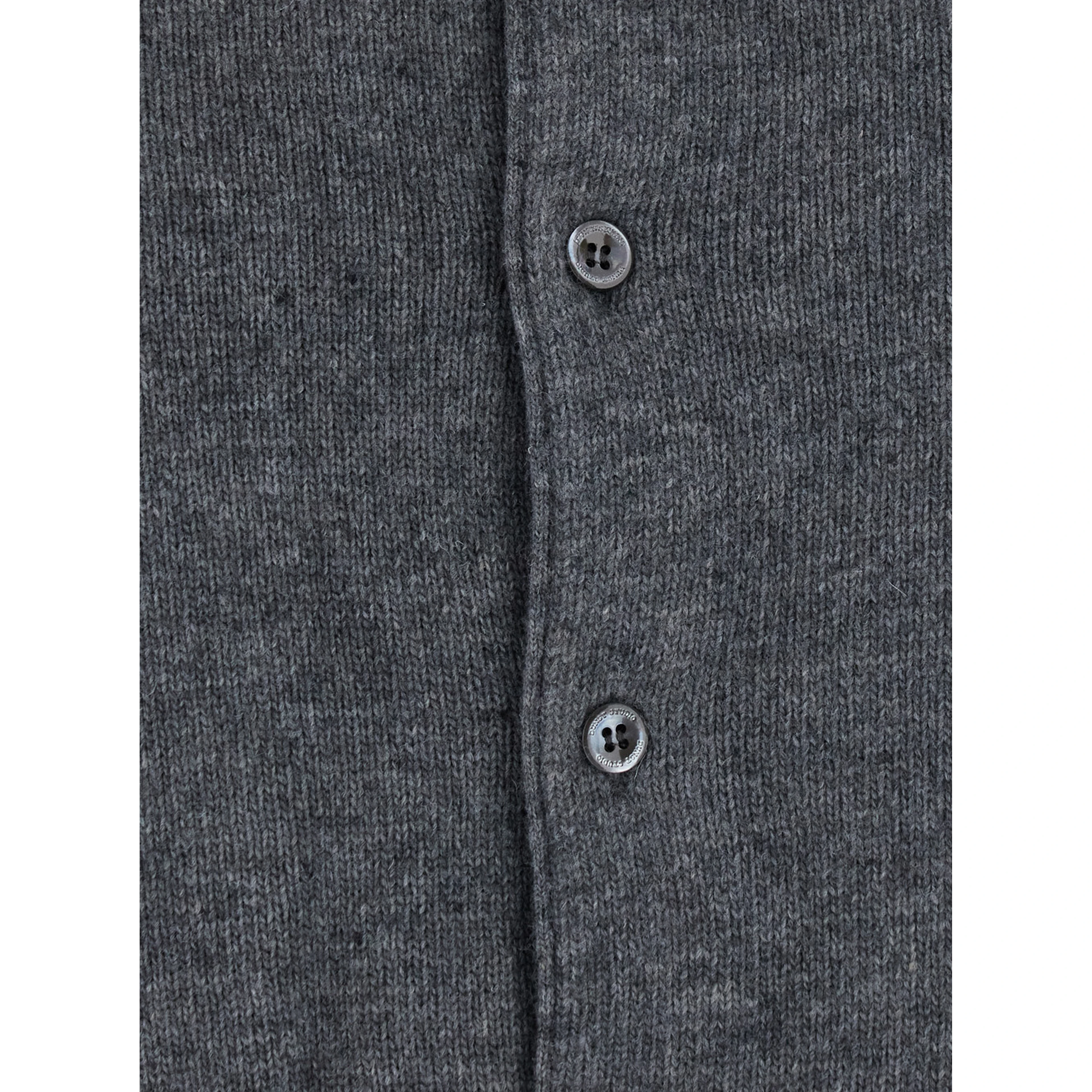 OLLARED KNIT CARDIGAN with V-neck and long sleeves in Nylon, Wool and Cashmere gray women