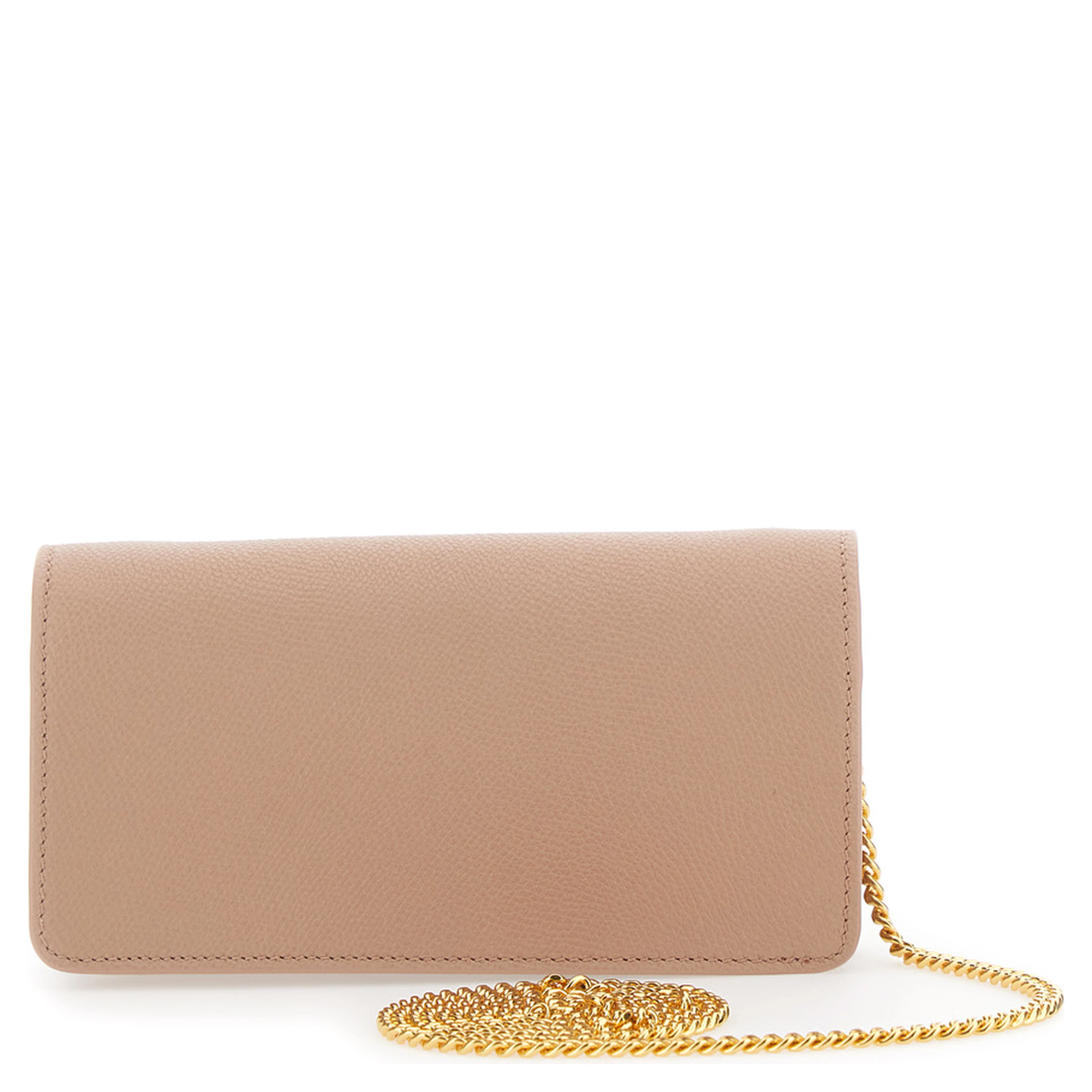 pink Mini crossbody bag with chain strap and VLogo plaque on the front in leather for women