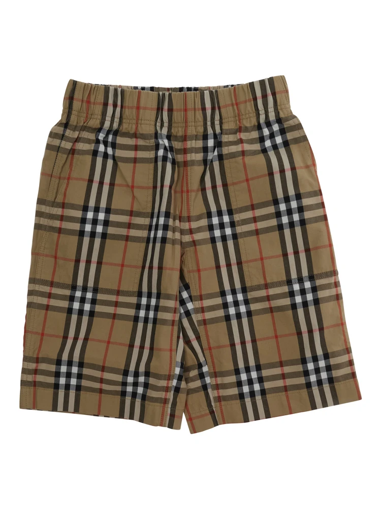 beige Shorts with all-over Check motif in cotton for boy