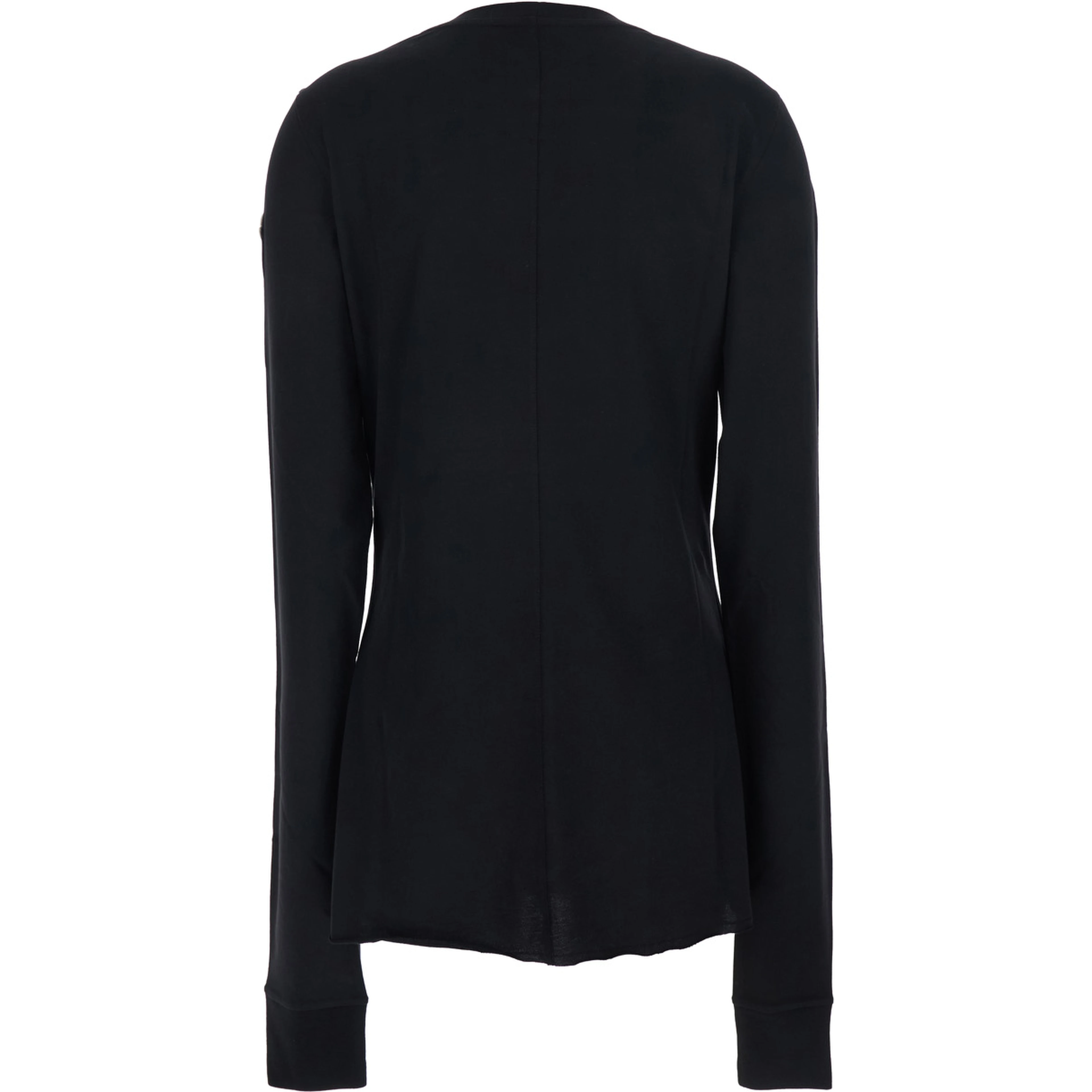 T-Shirt Girder Crew Neck with Long Sleeves and Logo Patch on the Side in Black Unisex Cotton