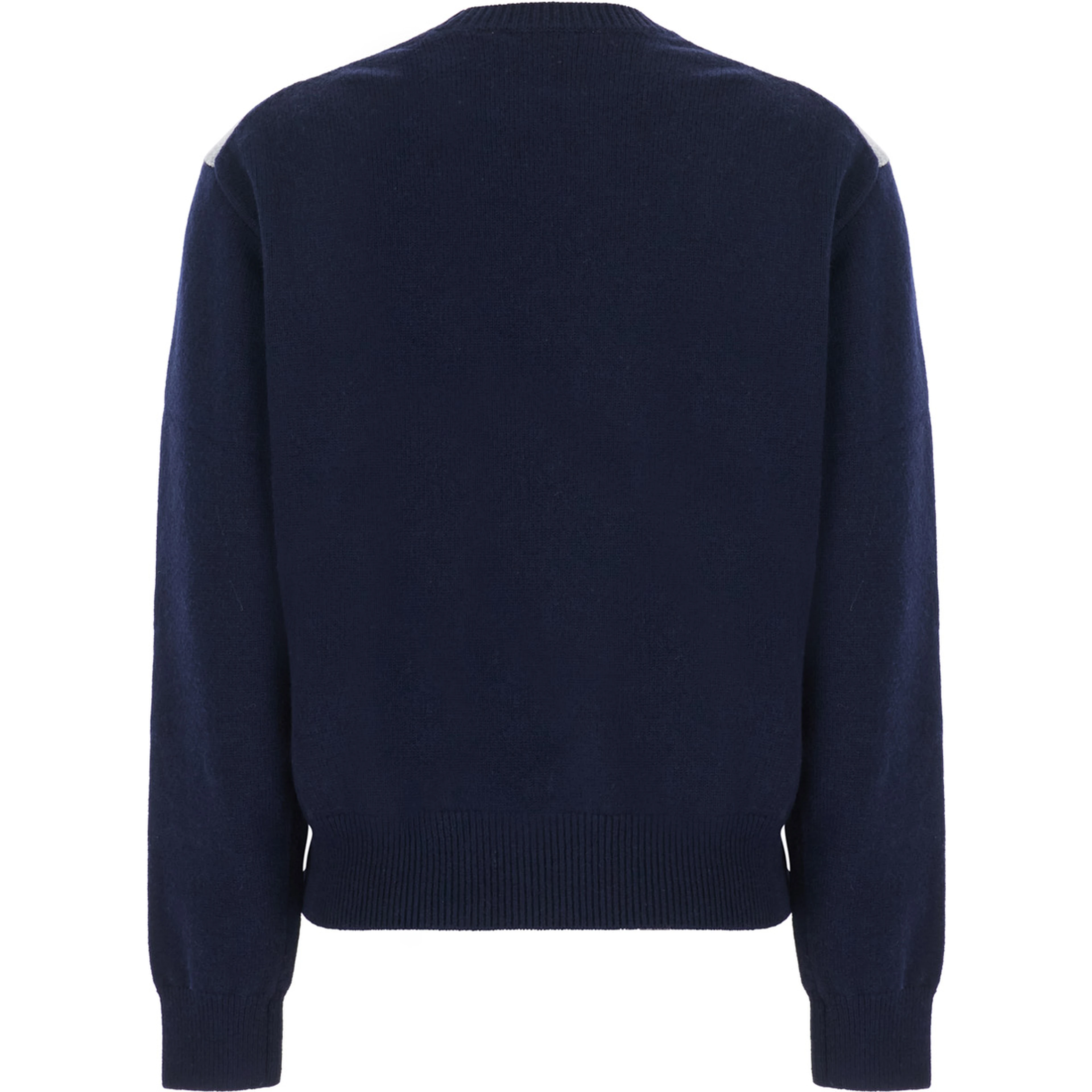 Crewneck sweater with argyle motif in blue wool for men