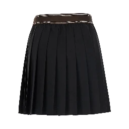 Black Pleated skirt with Medusa decoration at the waist in wool for women
