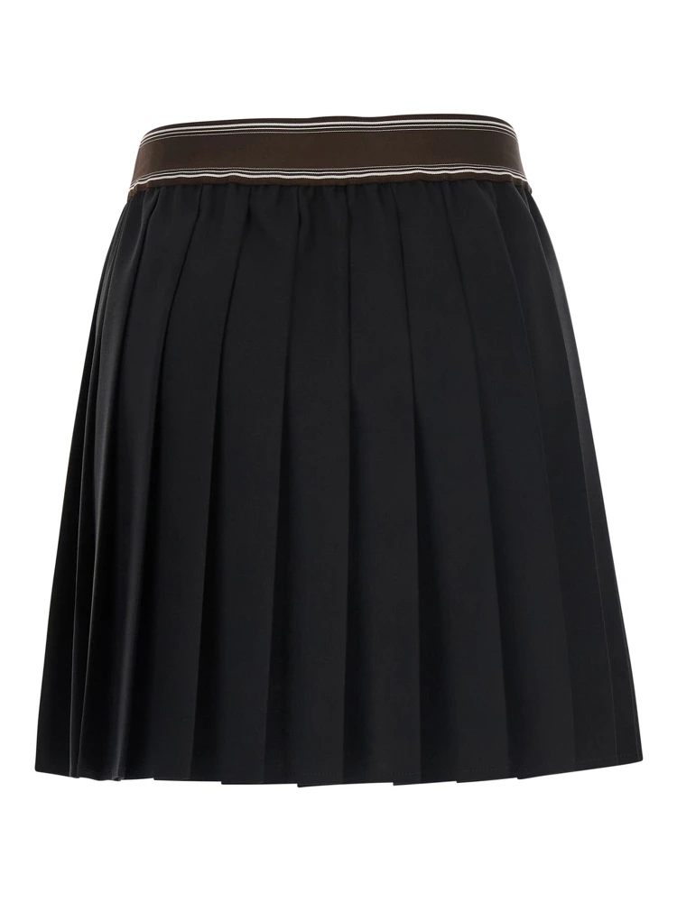 Black Pleated skirt with Medusa decoration at the waist in wool for women alternative