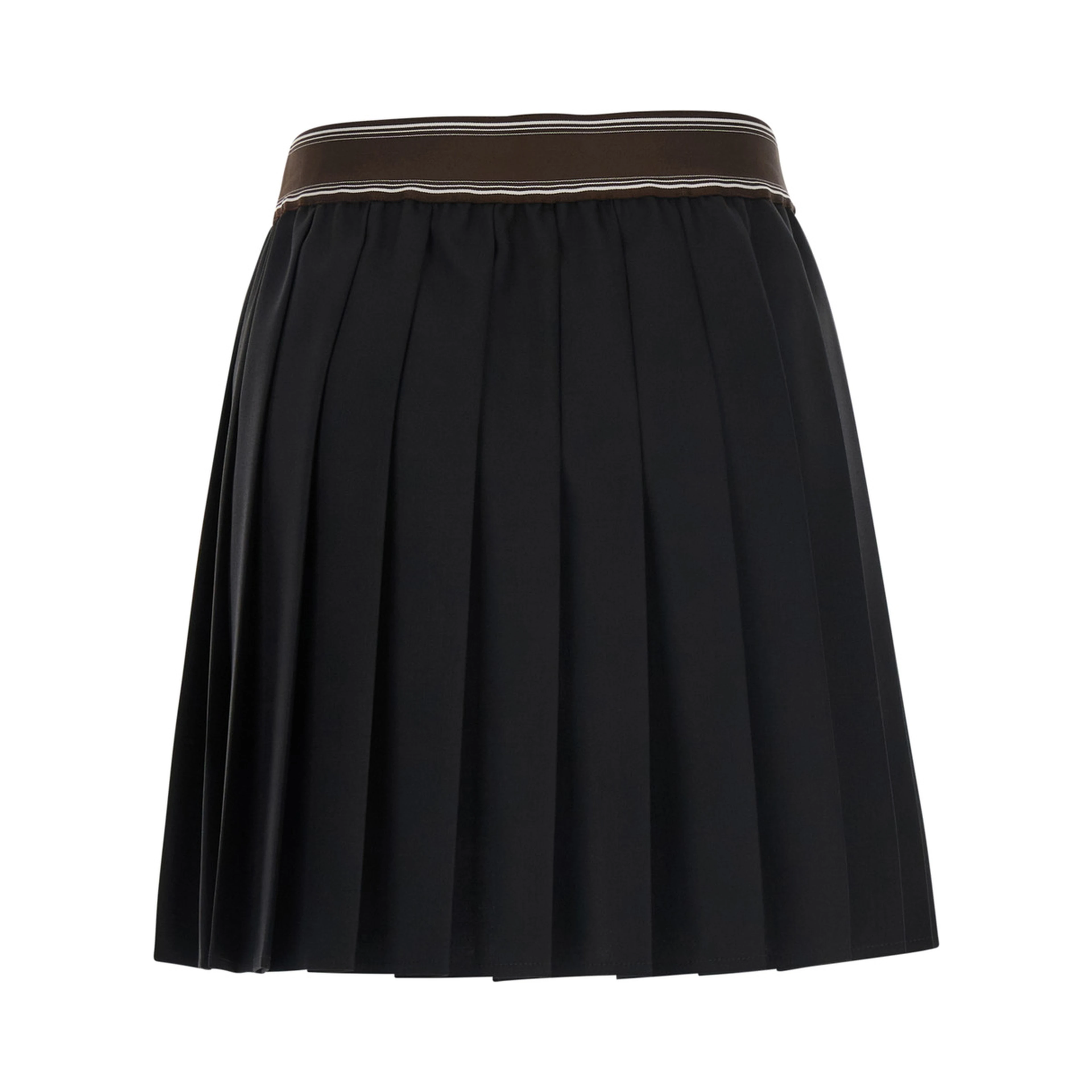 Black Pleated skirt with Medusa decoration at the waist in wool for women