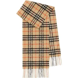 Beige Scarf with Vintage Check Motif in Cashmere Boy
