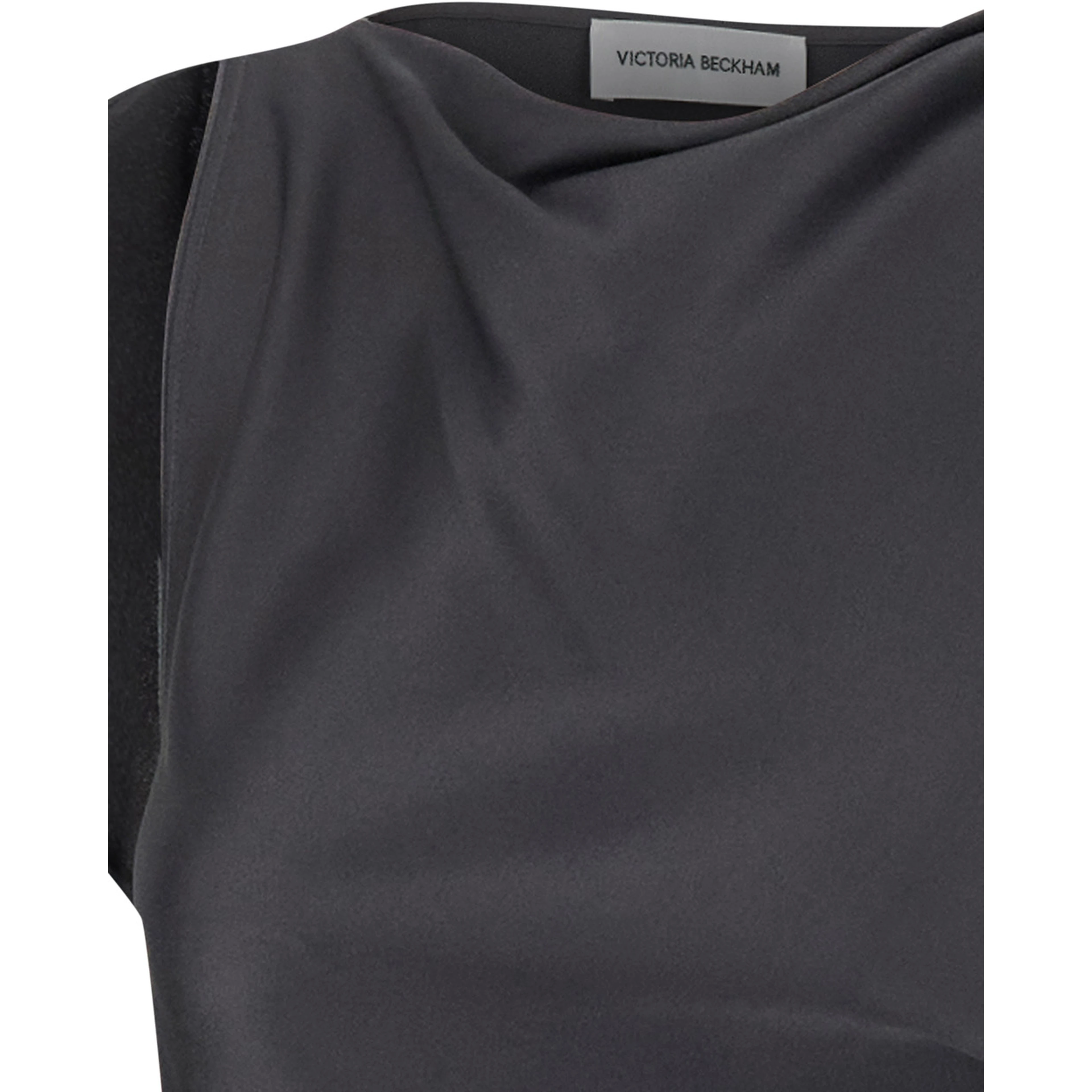 Grey Sleeveless Long Dress with Draping in Acetate and Viscose Women